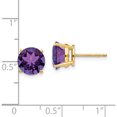 thumbnail image 4 of 14K Yellow Gold 8mm Amethyst Post Earrings (8 X 8) Made In United States xe75am, 4 of 5