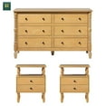 thumbnail image 3 of Walker Edison Vivienne Easy Assembly 3-Piece Solid Wood Bedroom Set with Two 2-Drawer Nightstands and 6-Drawer Dresser - Natural, 3 of 11