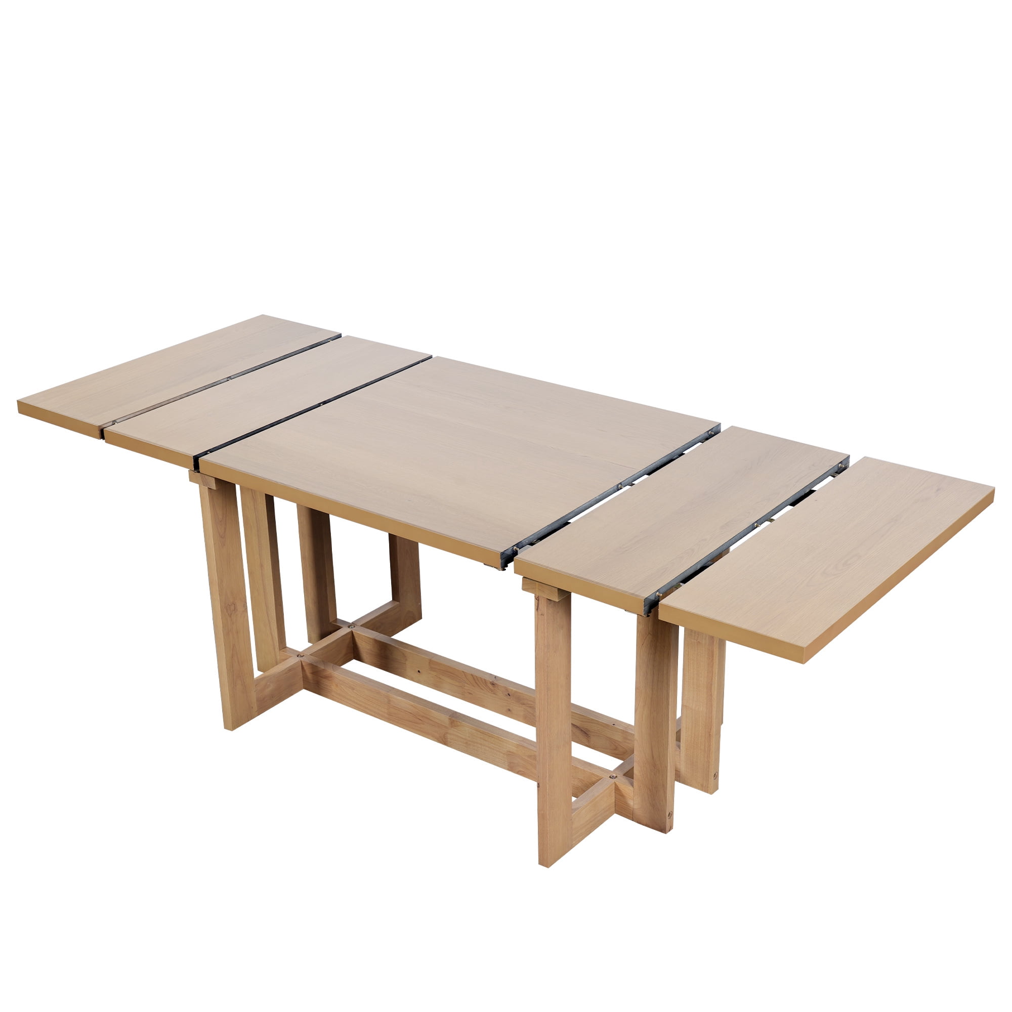 Euroco 58"-82" Extendable Dining Table for 6, Large Rectangular Kitchen Table with Removable Leaves, Solid Wood Rustic Table for Dining Room,Home Office, Living Room,Natural