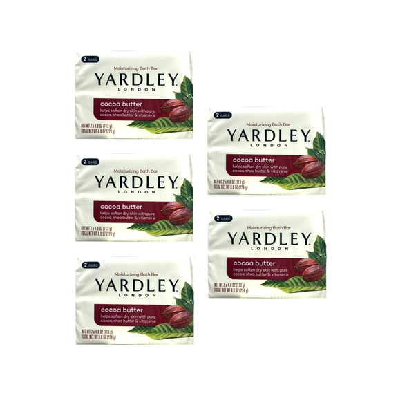 Yardley London Moisturizing Bath Bar Cocoa Butter 2 x 4oz - Pack of 5
