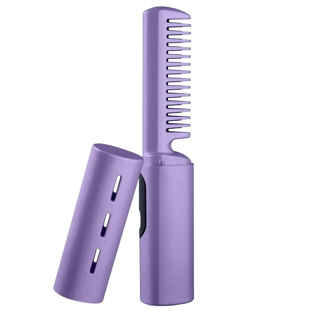 HILABEE Lisseur de Cheveux Sans Fil Peigne Coiffant Trois Réglages de Température Cheveux Violet