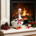 thumbnail image 2 of Christmas Duck Statue, Cute Tabletop Decor with Holly Wreath, 8'' Large Vintage Cottagecore Christmas Figurines, 2 of 6