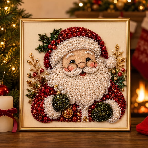 Christmas Pearl Diamond Art Kit for Adults, Diamond Art Kits with Frame, Pearl Art Craft for Home Wall Decor 8*8 in, Style-A
