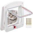 thumbnail image 1 of Puerta para mascotas para gatos y perros, adaptador de solapa para gatos, resistente al agua, con cerradura giratoria de 4 direcciones para gatos, perros pequeños, color blanco, 1 of 5