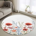 thumbnail image 2 of Red Flower Large Area Rugs for Bedroom Living Room, Soft Non Slip Carpet Bedside Rug, Botanical Blue Plant Pink Garden Poppy Floral Round Floor Cover Kitchen Accent Rug 3.3' for Dining Room/Office, 2 of 9