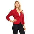 thumbnail image 2 of Women's Solid Comfy Casual Office Work 3/4 Long Sleeve Open Front Blazer Jacket S-3XL, 2 of 5
