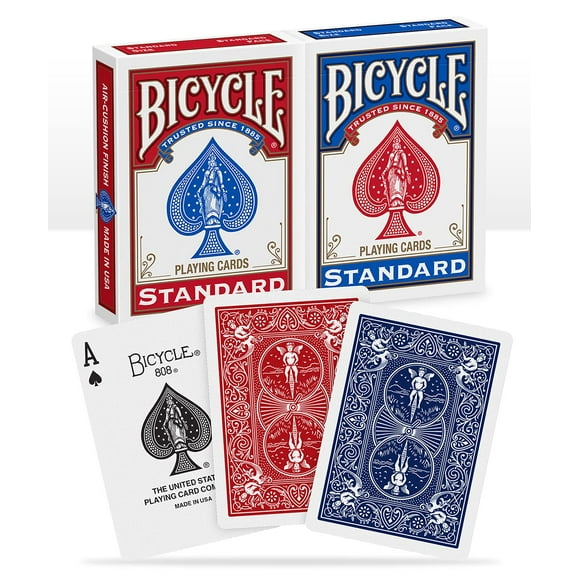 Bicycle Standard Rider Back Playing Cards Pack Of 2 For Adult | Red & Blue With The Iconic Rider Back Design | Paper Playing Cards