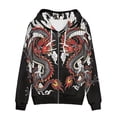 thumbnail image 3 of Puliio Crow And Rose Print Full Zip Hoodies for Women Gothic Long Sleeve Sweatshirt Jacket with Kangaroo Pockets, 3 of 4