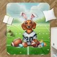 thumbnail image 4 of Happy Easter Hello Spring Dachshund Playing Football Cozy Sherpa Blanket Wiener Dog Lover Gifts Idea Warm Soft Throw Blanket - 13003, 4 of 5