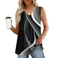 thumbnail image 2 of Enjoytime Summer For Women Casual Loose Fit Ruffle Top Shirt V Neck Sleeveless Color Block Tank Top For Women, 2 of 6