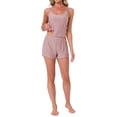 thumbnail image 2 of INSPIRE CHIC Women's Pointelle Pajama Sleepwear Solid Camisole Tops with Shorts Double Strap Loungewear Sets L Light Coffee, 2 of 6