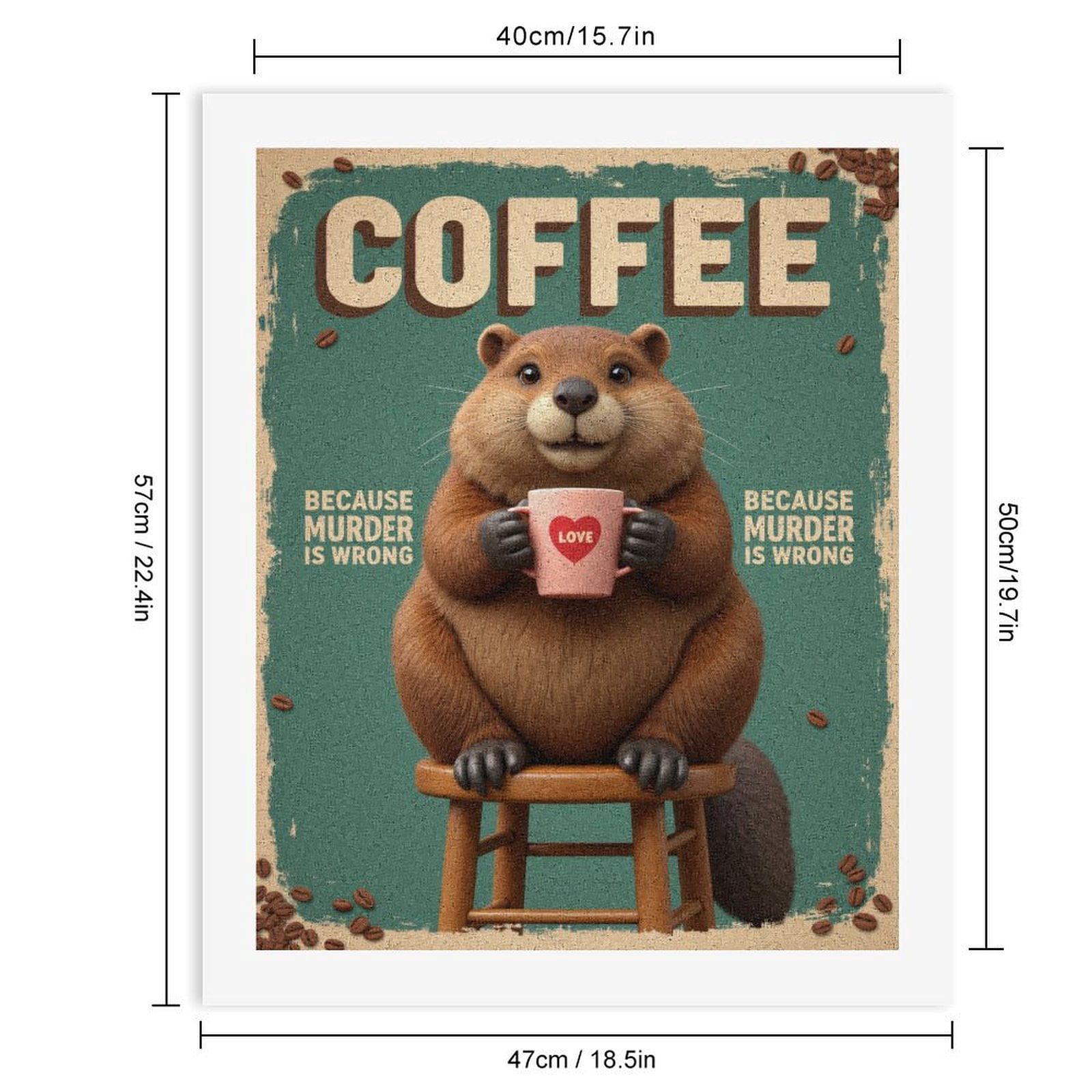 Paint by Numbers Kit for Adults, Beaver Coffee Love Cup Charm Paint by Numbers, Easy Paint by Numbers Kit for Adults Beginner, DIY Adult Paint by Number Kits on Canvas, Home Decor