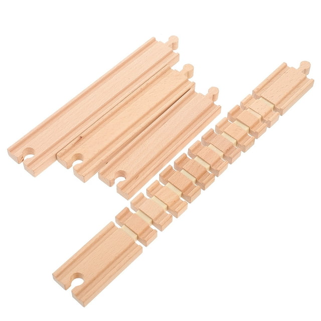 ELAYARD 3Pack Train Track Pieces Wooden Railway Track Playthings for Scene Building and Playtime Activities