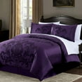 thumbnail image 2 of Chezmoi Collection Valor 7-Piece Bed in a Bag California King, Purple/Dark Purple Luxury Jacquard Floral Comforter with Sheets Set for All Season, 2 of 9