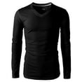 thumbnail image 2 of H2H Mens Casual Slim Fit Long Sleeve V-neck T-Shirts Of Various Colors BLACK US 2XL/Asia 3XL (KMTTL0374), 2 of 6
