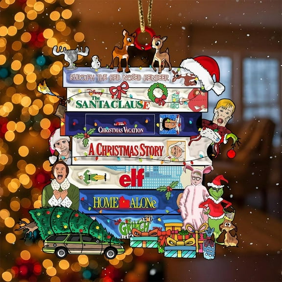 90s Movie Christmas Ornament: Retro 2D Flat Acrylic Xmas Movies Fan Gift, Classic Film Fan Gift