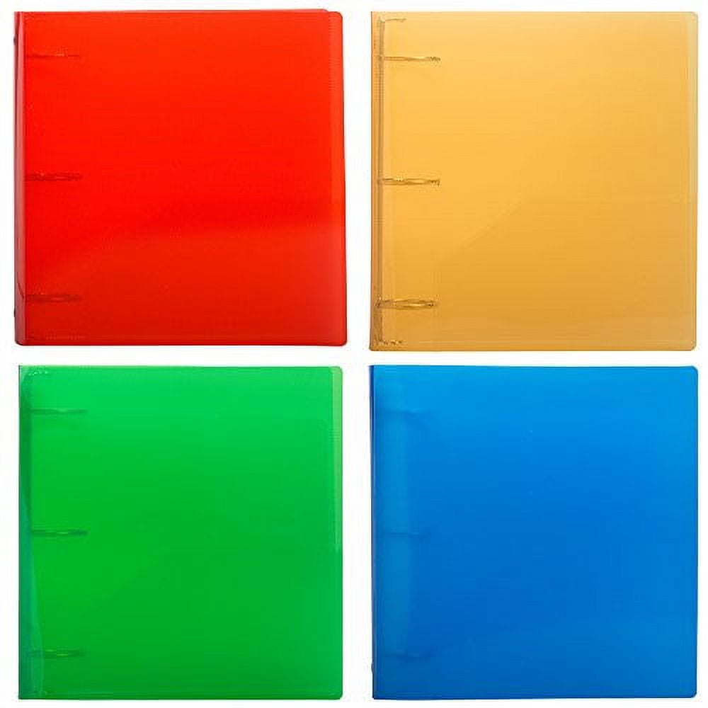 JAM Paper Plastic 2 Inch Binders, 3 Metal Rings, Assorted, 4 Per Pack