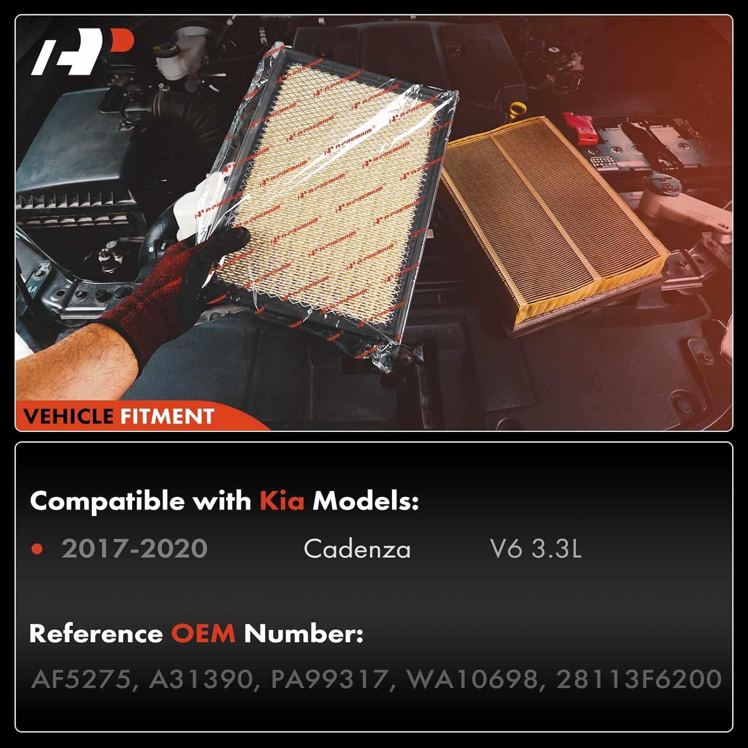 A-Premium Engine Air Filter Compatible with Kia Cadenza 2017 2018 2019 2020, 3.3L, Replace# 28113F6200