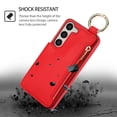 thumbnail image 3 of Back Case for Samsung Galaxy S23 Plus, Finger Ring Kickstand PU Leather Card Slots Magnetic Buckle Shockproof Drop Protective RFID Blocking Zipper Pocket Wallet Case for Galaxy S23 Plus, Red, 3 of 8