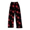 thumbnail image 3 of Spider Hero Halloween Pants Women's Plush Fleece Lounge Pants Cozy Warm Elastic Waist Pajama Bottoms Soft Graphic Printed Sleepwear Fuzzy Warm Home Sleepers Trousers, Watermelon Red, XXL, 3 of 4