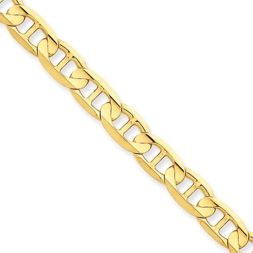 14k Yellow Gold Men's 9in 6.25mm Concave Anchor Chain Bracelet by Jewelrypot