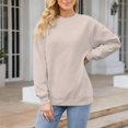 thumbnail image 2 of Breezora Women’s Casual Long Sleeve Crew Neck Sweatshirt Lightweight Loose Fit Everyday Top for Fall Street Style Cozy Loungewear L Size Beige, 2 of 4