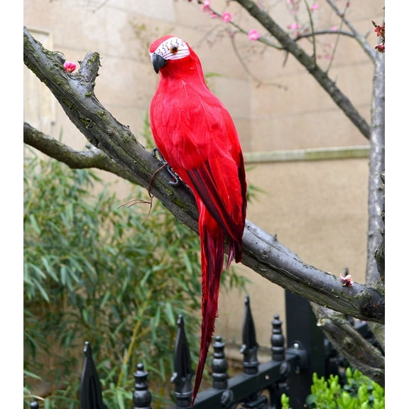 ERDOUY 1 Pcs 13.8 Inch Artificial Birds Realistic Parrot with Lifelike Feathered Parrot Decor Model for Decoration Craft,Red B