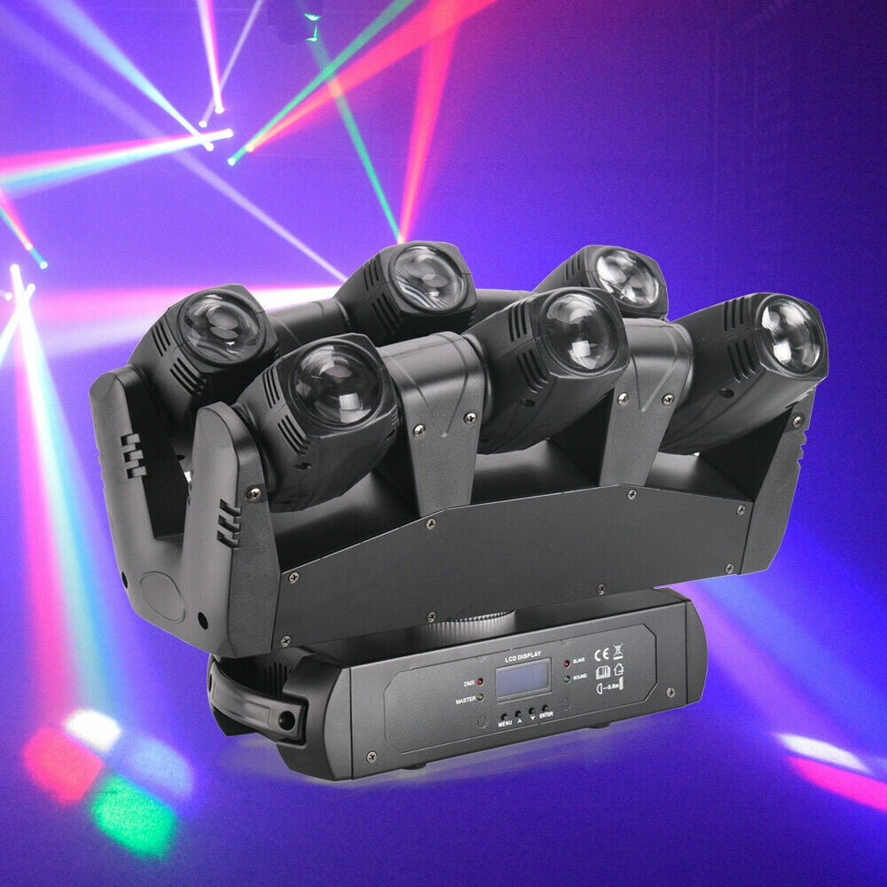 Miumaeov Moving Head Light LED RGBW Portable Stage Light Strobe Party Beam DJ Lighting 6 LEDs Heads X 10W RGB Stage Lighs with DMX Control for Wedding Disco Dj Party
