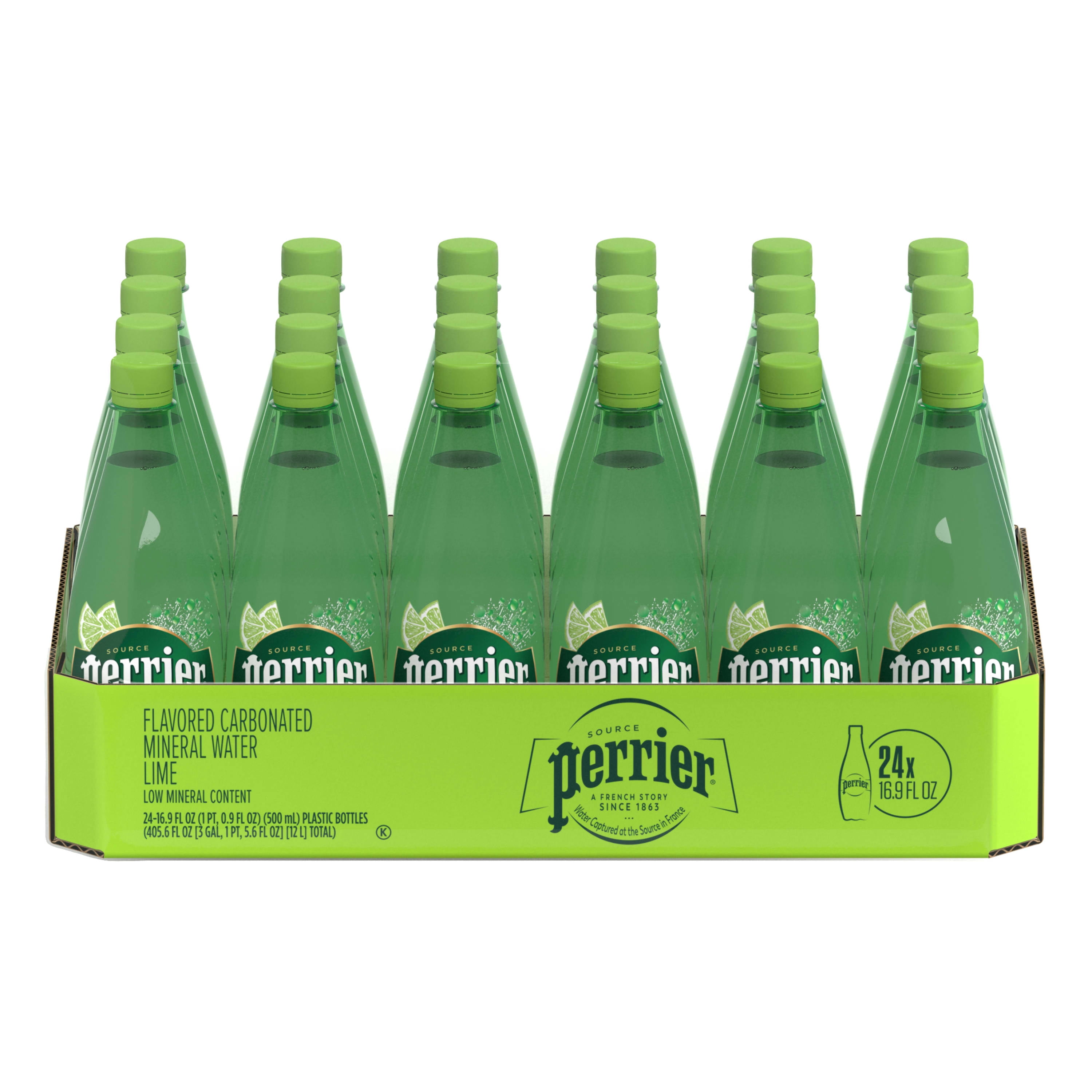 Perrier Lime Flavored Sparkling Water, 405.6 fl oz, 24 Pack Plastic