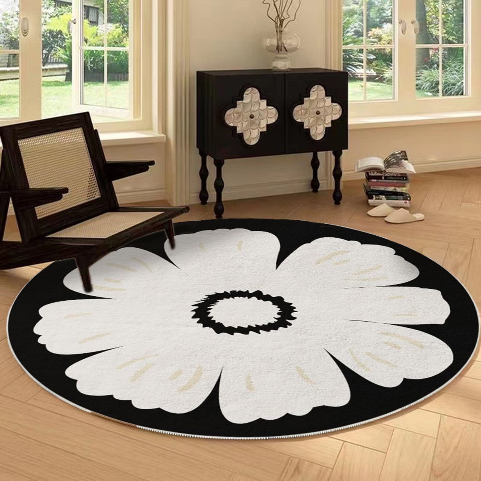 LWITHSZG Flower Round Rug - 31.5inch Small Round Area Rug Soft Bedroom  Entryway Foyer Throw Mat