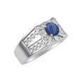 thumbnail image 3 of RYLOS Men's Rings Sterling Silver Designer Starburst 7MM Round Gemstone & Diamond Ring Blue Star Sapphire September  Size 12, 3 of 7