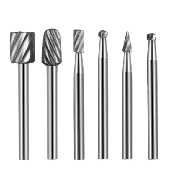 lanema 6Pieces Carbides Rotary Burr Set Die Grinder Bit 3mm Shank Grinder Drill Rotary Burrs Cutting Burs Metal Polishing