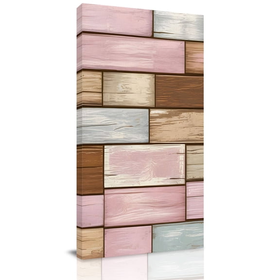 Canvas Wall Art, Pink Brown Vintage Framed Canvas Prints for Bedroom Dining Room, Retro Farmhouse Elegant Pastoral Oversized Gallery Wrapped Wall Decor for Home Office, Gifts, 20"x40" Ship Next Day