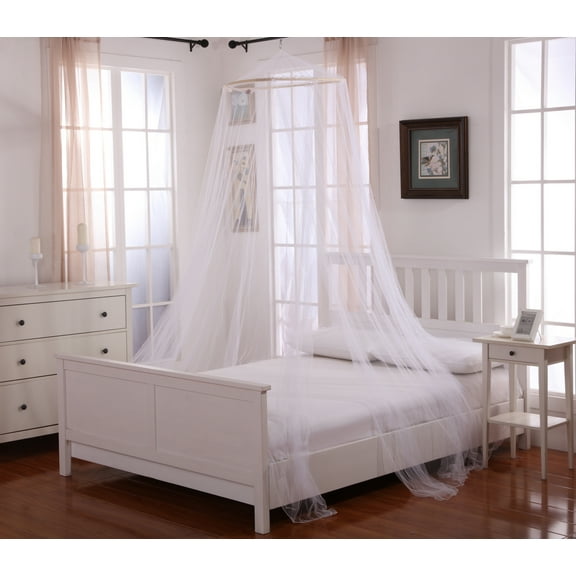 Oasis Round Hoop Polyester Sheer Mosquito Netting Bed Canopy