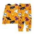 thumbnail image 3 of CUZIBR Kids Halloween Pajamas Girls Long Sleeve Ghost Spider Pumpkin Graphic Loungewear Sets Crew Neck Top And Pants 2 PC Set Lovely Sleepwear,Orange,4-5 Years, 3 of 3