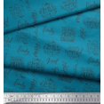 thumbnail image 2 of Soimoi Blue Poly Georgette Fabric Merry Christmas Text Print Fabric by the Yard 42 Inch Wide, 2 of 5