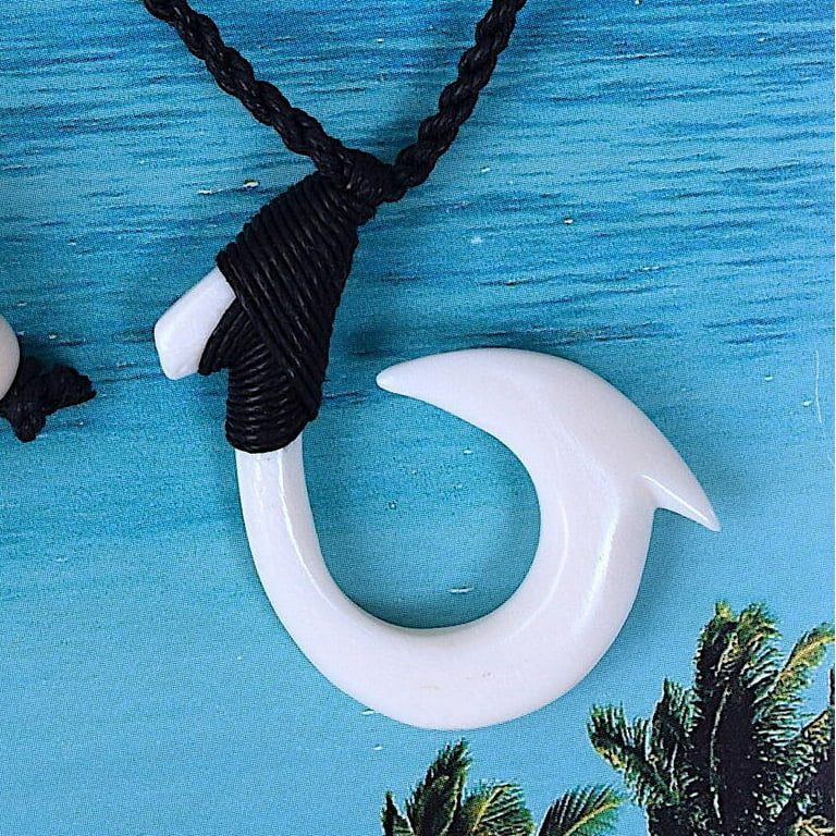 Buy Hawaiian Makau Bone Fish Hook/Whale's Tail Pendant Necklace at