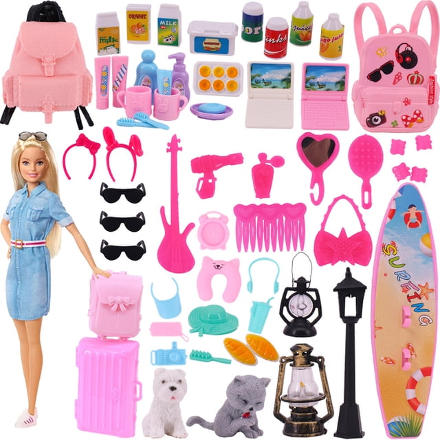 55 Accesorios para muñecas Barbie Zapatos Maleta Mochila Muebles para casa de muñecas Electrodomésticos