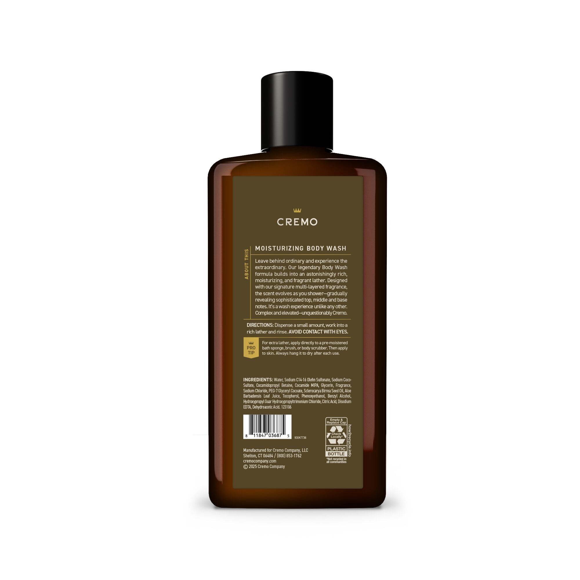 Cremo Men's Body Wash, Fresh Timber Scent, 16 fl oz
