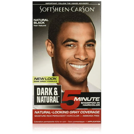 Hair Color for Men by SoftSheen Carson Dark and Natural, 5 Minutes, Natural Looking Gray Coverage for up to 6 weeks, Shampoo-in Permanent Hair Dye, Natural.., By