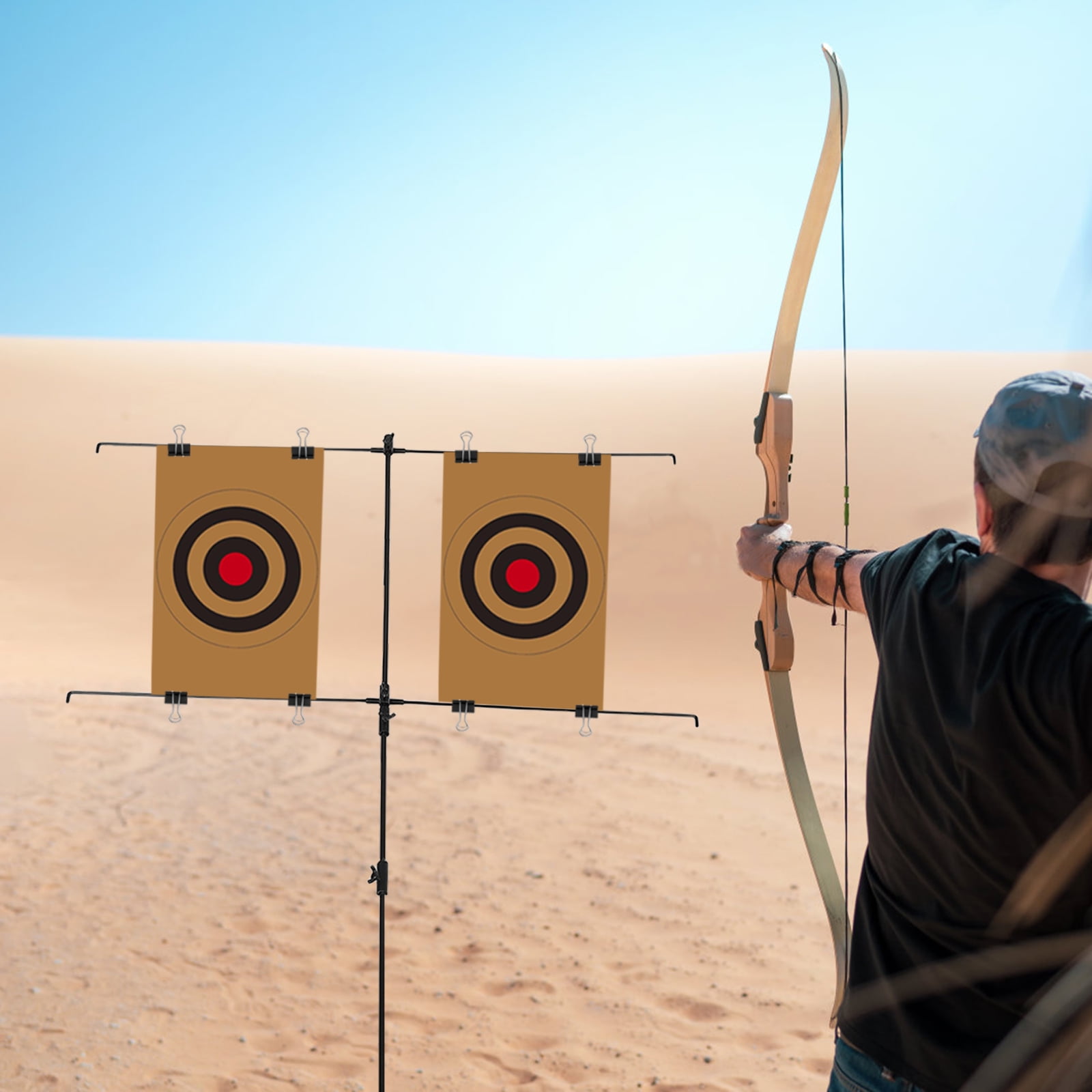 OUNONA Adjustable Durable Paper Target Stand Holder 1 Set Ideal for Backyard and Range Practice