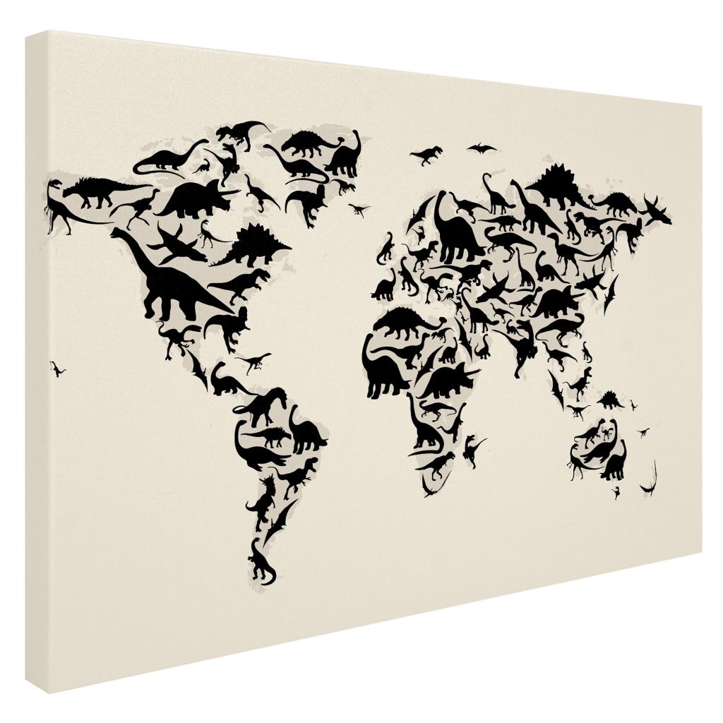 Trademark Art 'Dinosaur World Map' Canvas Art by Michael Tompsett