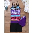 thumbnail image 6 of iiniim Kids Girls 3Pcs Bathing Suit Beach Swimwear Hawaiian Swimsuit Floral Tankinis Top with Bottom Purple 10, 6 of 7