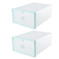 thumbnail image 3 of 2Pcs Transparent Shoe Storage Boxes Stackable Shoe Containers (Green), 3 of 8