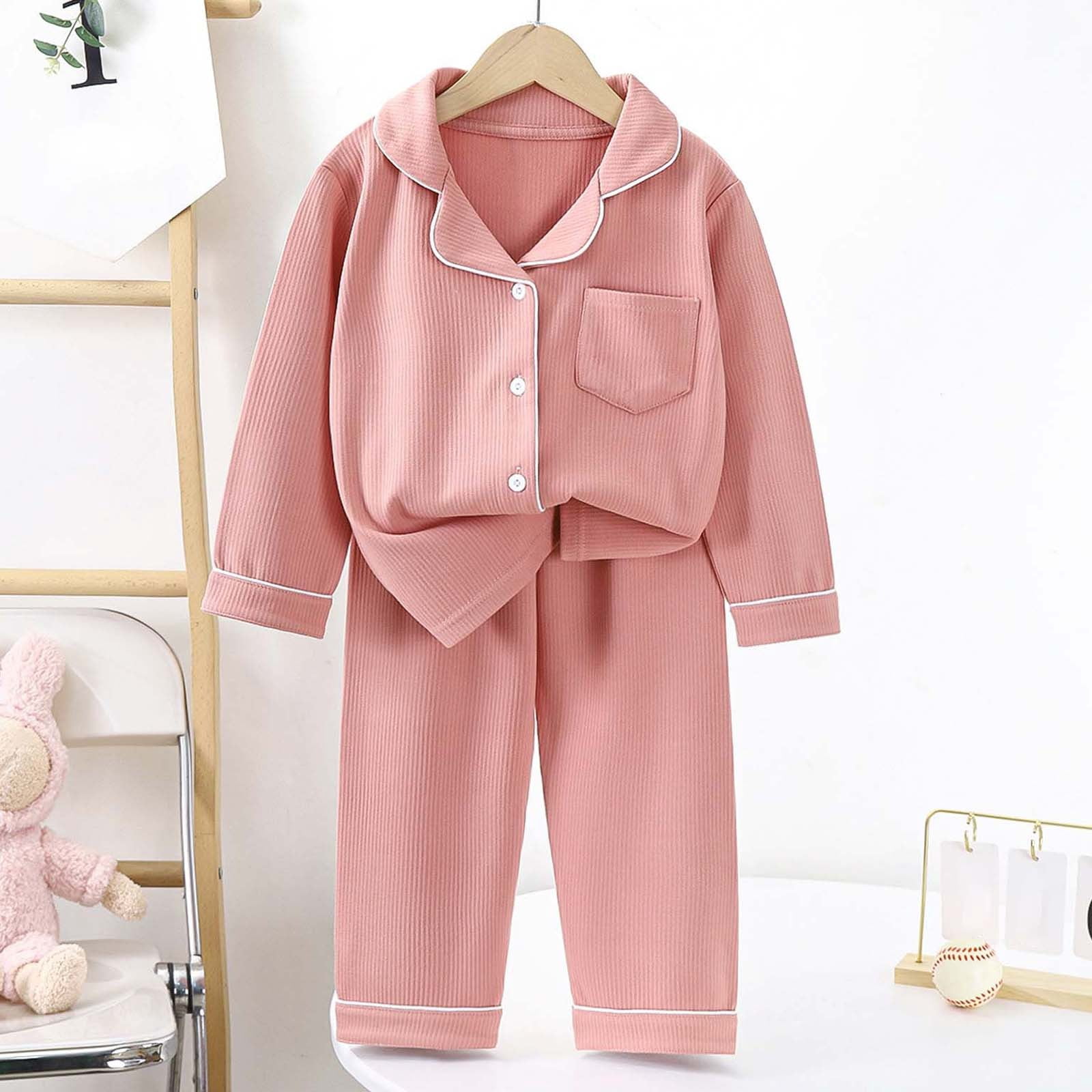Pyjama Fille 2 Pièces Velours Doux - Manches Longues, Col à - Tenue Chaude D'hiver - Taille 3-16 Ans - 6