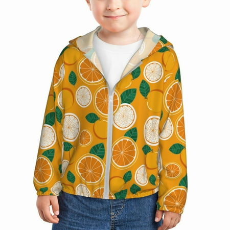 

Sun Hoodie for Kids Sweet Cute Orange Long Sleeve Swim Fishing Shirts Sun Protection Zip Up Jacket Clothing Athletic Hoodie