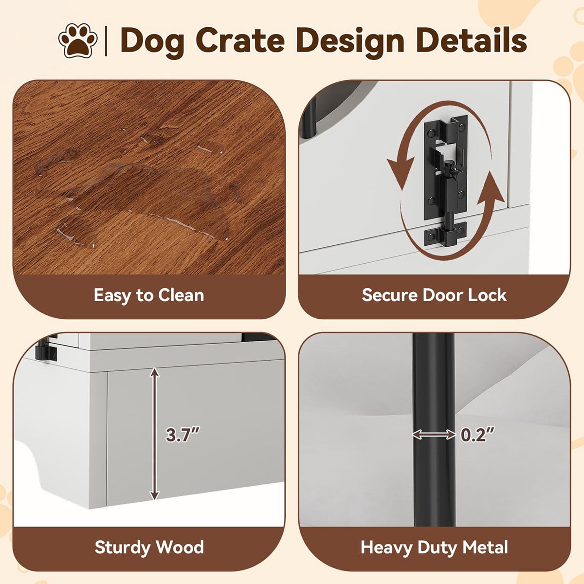 Ataucjin 39.4" Dog Crate Furniture, Dog Kennel for Dogs Up to 70 Lb, with Bed Mat, Heavy-Duty Dog Cage End Table, Three Doors Dog House