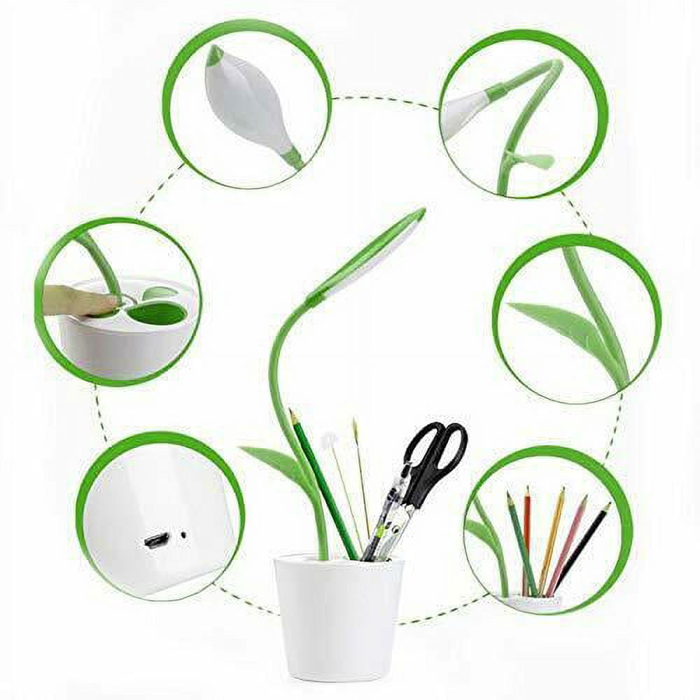 Novelty Pea Sprout Table Desk Lamp LED Touch Control w/ Pen Holder USB Chargable KT00207