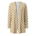 thumbnail image 5 of yardsong Polka Dot Cardigan Sweaters for Women Lightweight Open Front Long Sleeve Casual Loose Long Cardigan Sweaters with Pockets Khaki,XL, 5 of 6