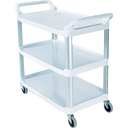 3 Shelves Off White 40-1/8-Inch Length x 20-Inch Width Rubbermaid Commercial HDPE Service Cart FG409100OWHT 37-13/16-Inch Height 300-Pound Load Capacity 